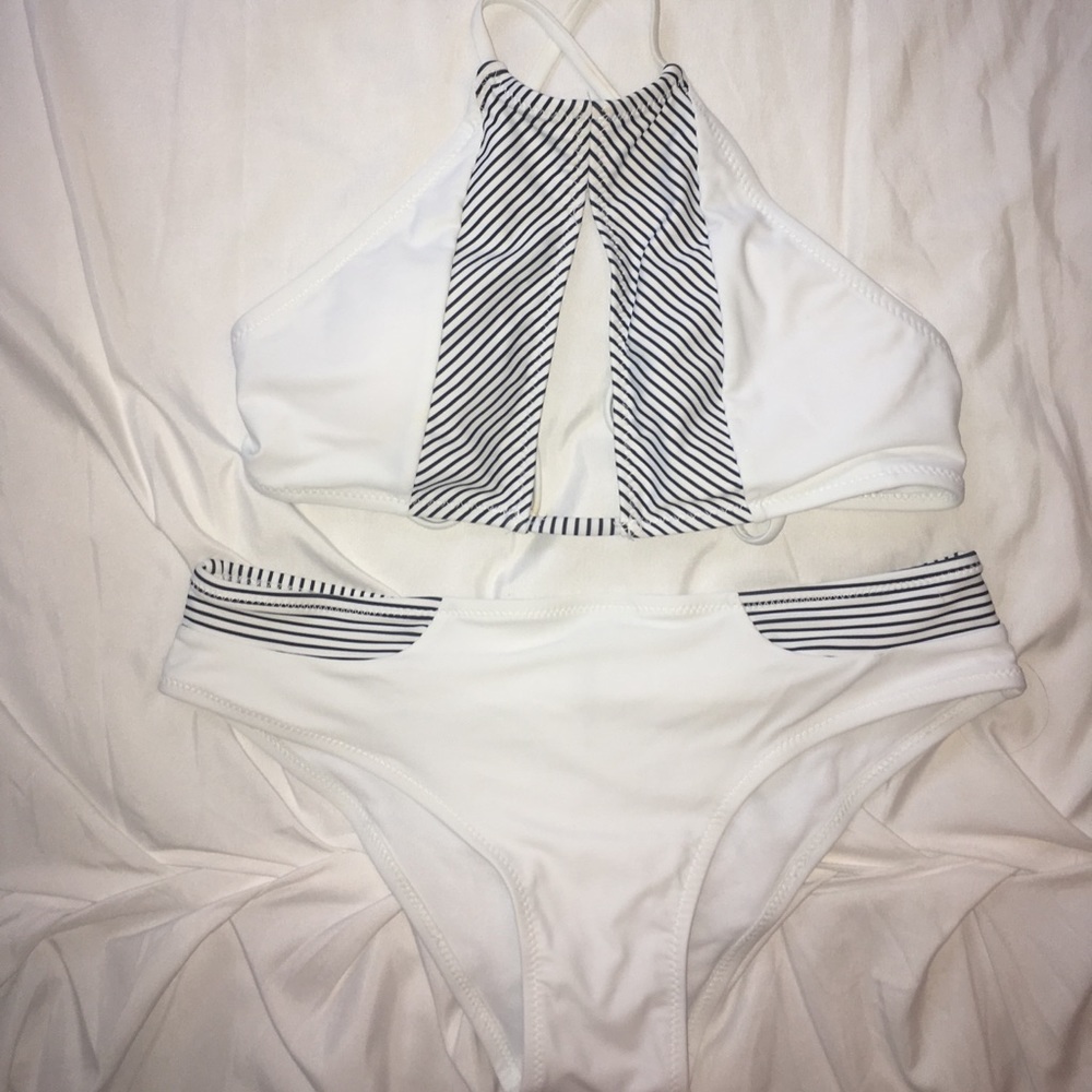 white halter bikini set